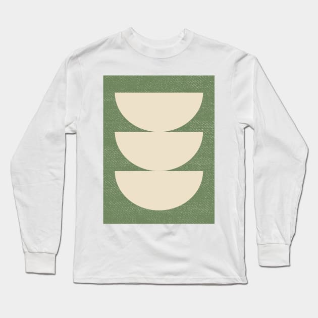 Half Circle 3 - Green Olive 2 Long Sleeve T-Shirt by moonlightprint